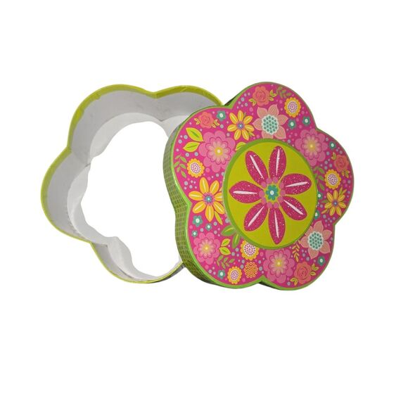 Floral Flower Accessory Box Organizer Pink Green Glitter Trinket Office Mini - Picture 1 of 13